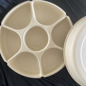 Vintage Tupperware Cream Color Serving Tray